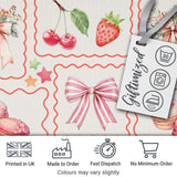 Strawberry Cherry Bow Seamless Pattern Pink Cute Coquette Design  Digital Print Material by the Metre UK Sewing Quilting Textile