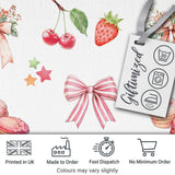Strawberry Cherry Bow Seamless Pattern Coral Frame Cute Coquette  Digital Print Material by the Metre UK Sewing Quilting Textile