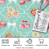 Strawberry Cherry Daisy Seamless Pattern Beige Cute Coquette Floral  Digital Print Material by the Metre UK Sewing Quilting Textile