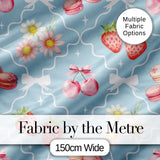 Strawberry Cherry Daisy Seamless Pattern Blush Pink Cute Coquette  Digital Print Material by the Metre UK Sewing Quilting Textile