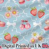 Strawberry Cherry Daisy Seamless Pattern Blush Pink Cute Coquette  Digital Print Material by the Metre UK Sewing Quilting Textile