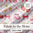 Strawberry Cherry Daisy White Beige Outline Cute Coquette Floral  Digital Print Material by the Metre UK Sewing Quilting Textile