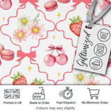 Strawberry Cherry Daisy White Beige Outline Cute Coquette Floral  Digital Print Material by the Metre UK Sewing Quilting Textile