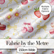 Strawberry Cherry Daisy White Pastel Outline Cute Coquette Floral  Digital Print Material by the Metre UK Sewing Quilting Textile