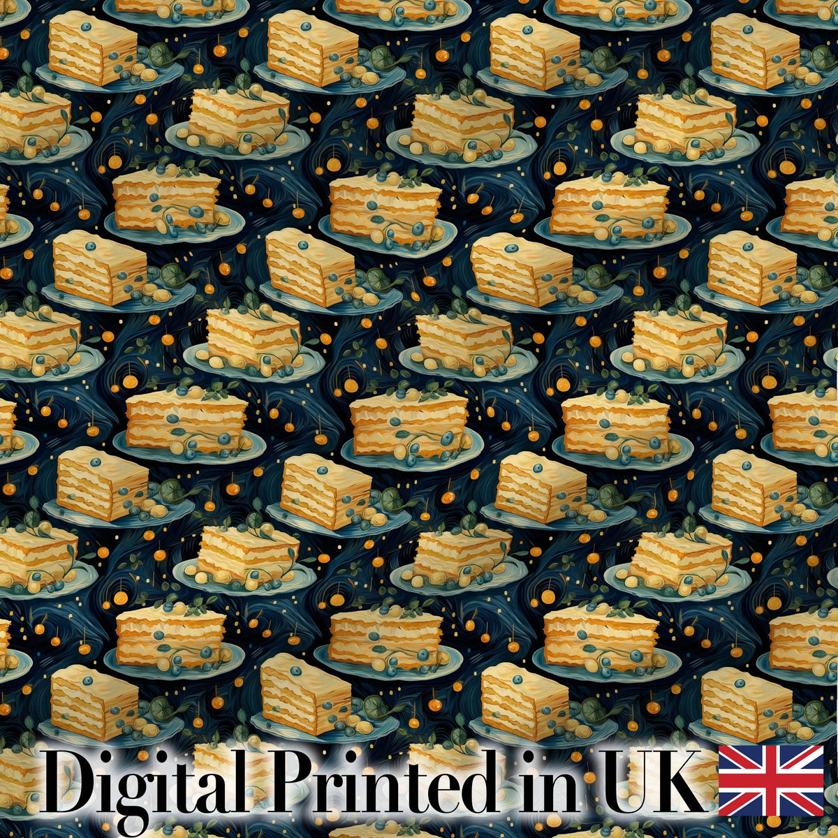 Cake Grid Seamless Pattern Vintage Dessert Food Design Lovely  Digital Print Material by the Metre UK Sewing Quilting Textile