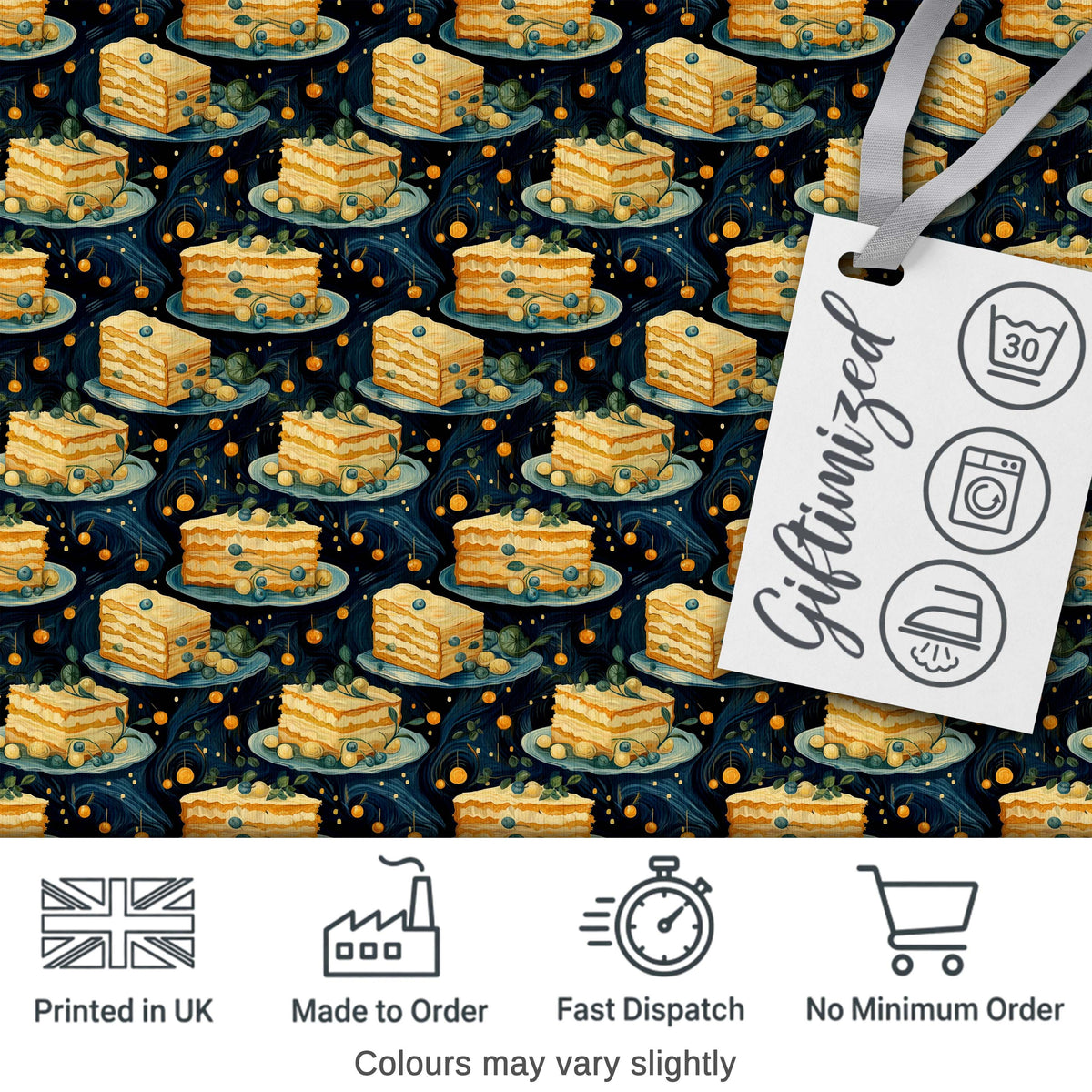 Cake Grid Seamless Pattern Vintage Dessert Food Design Lovely  Digital Print Material by the Metre UK Sewing Quilting Textile