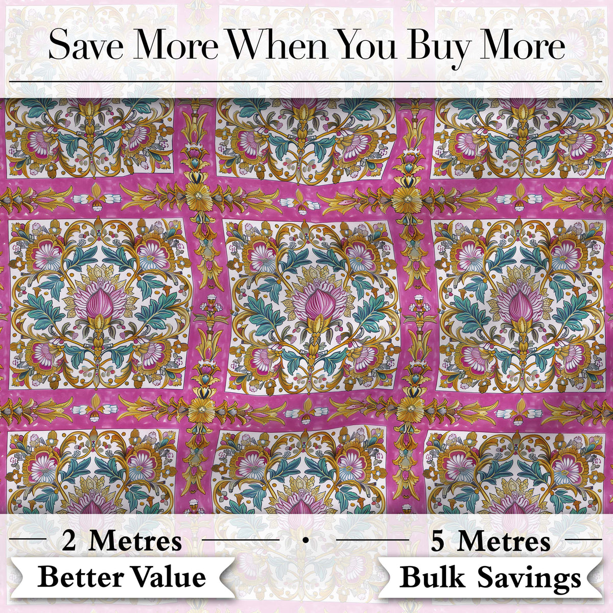 Pink Teal Vintage Ornamental Tile Floral Pattern Symmetrical Design  Digital Print Material by the Metre UK Sewing Quilting Textile