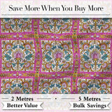Pink Teal Vintage Ornamental Tile Floral Pattern Symmetrical Design  Digital Print Material by the Metre UK Sewing Quilting Textile
