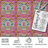 Pink Teal Vintage Ornamental Tile Floral Pattern Symmetrical Design  Digital Print Material by the Metre UK Sewing Quilting Textile