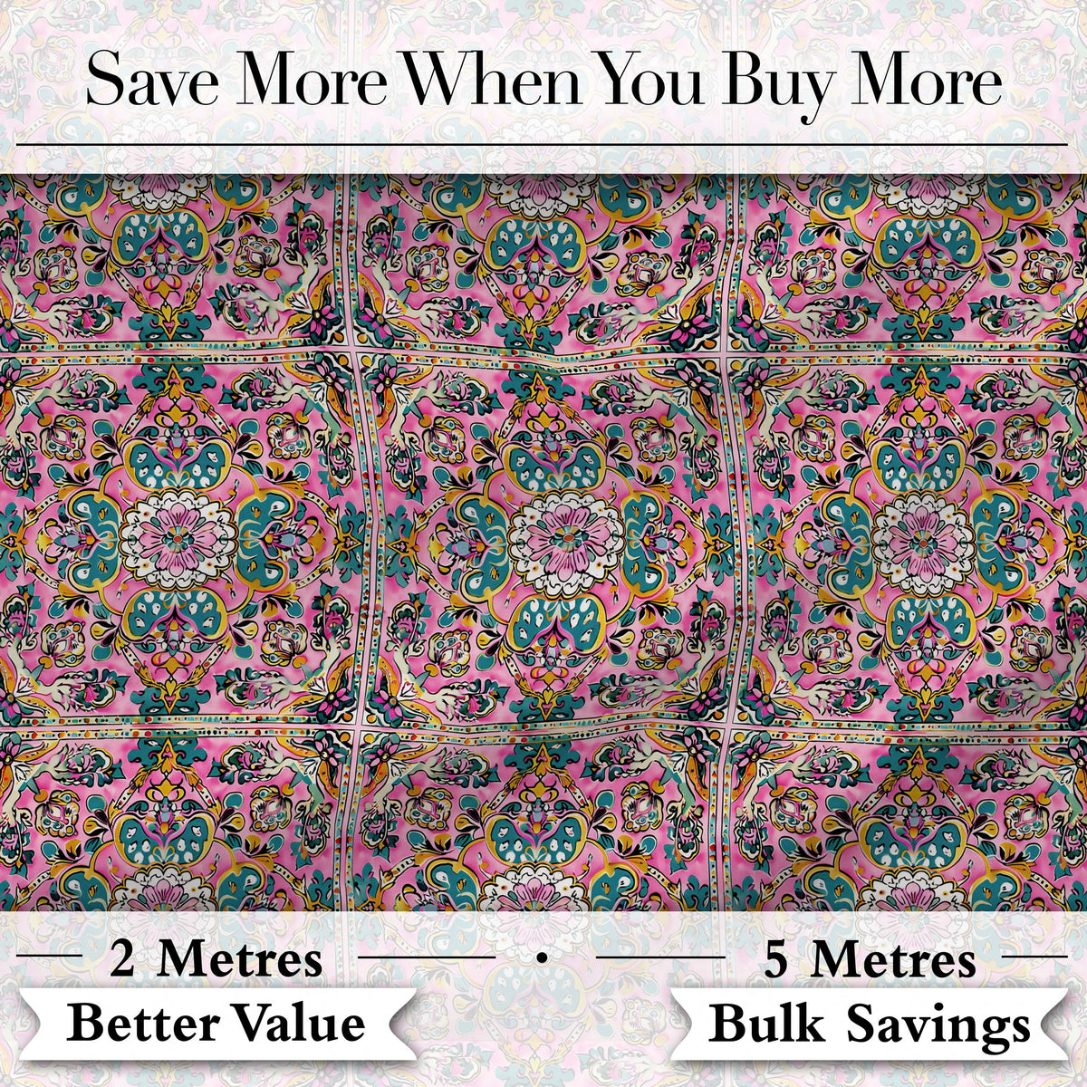 Teal Pink Mandala Floral Tile Pattern Decorative Symmetry Lovely  Digital Print Material by the Metre UK Sewing Quilting Textile