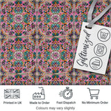 Teal Pink Mandala Floral Tile Pattern Decorative Symmetry Lovely  Digital Print Material by the Metre UK Sewing Quilting Textile