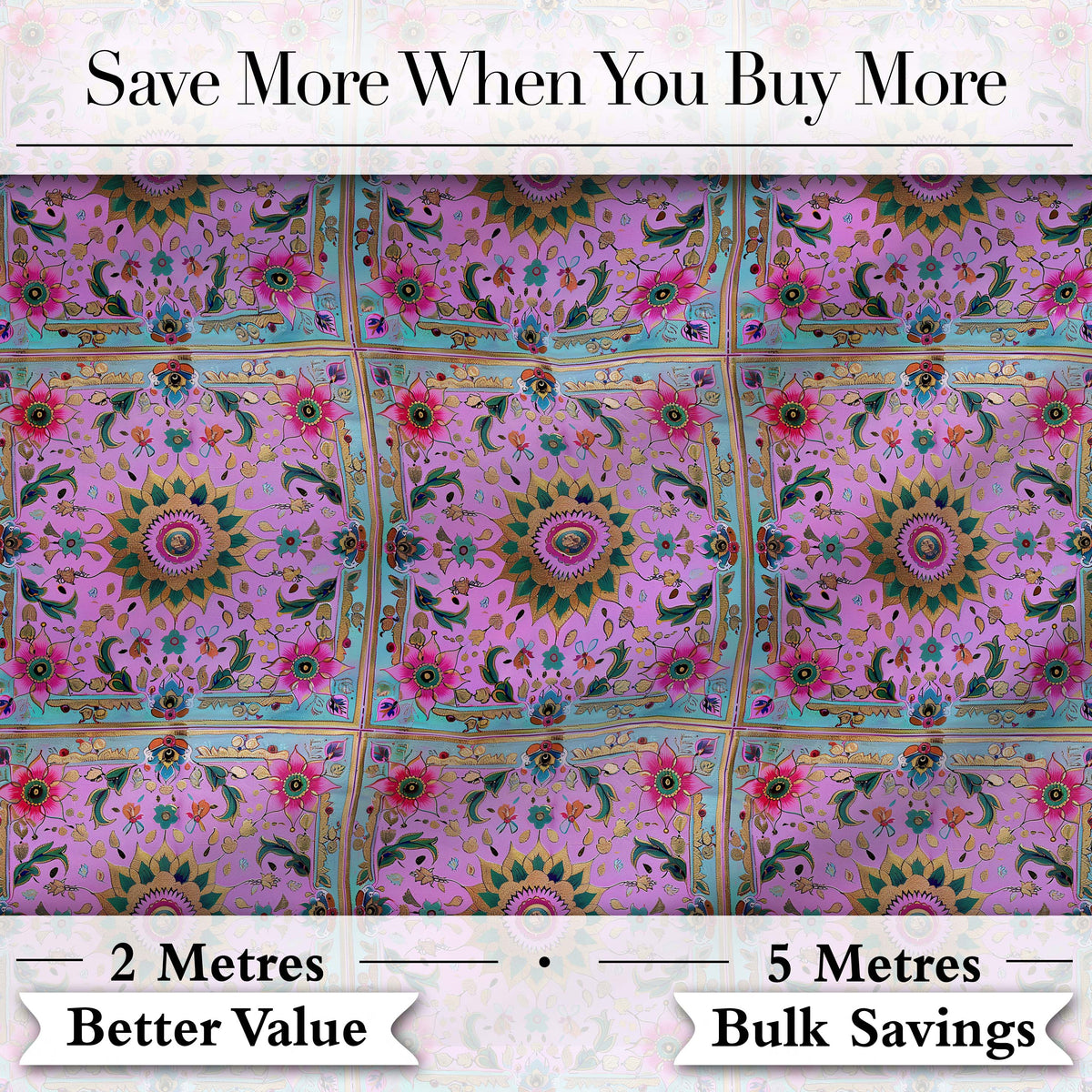 Soft Pink Teal Tree of Life Floral Pattern Elegant Botanical Lovely  Digital Print Material by the Metre UK Sewing Quilting Textile
