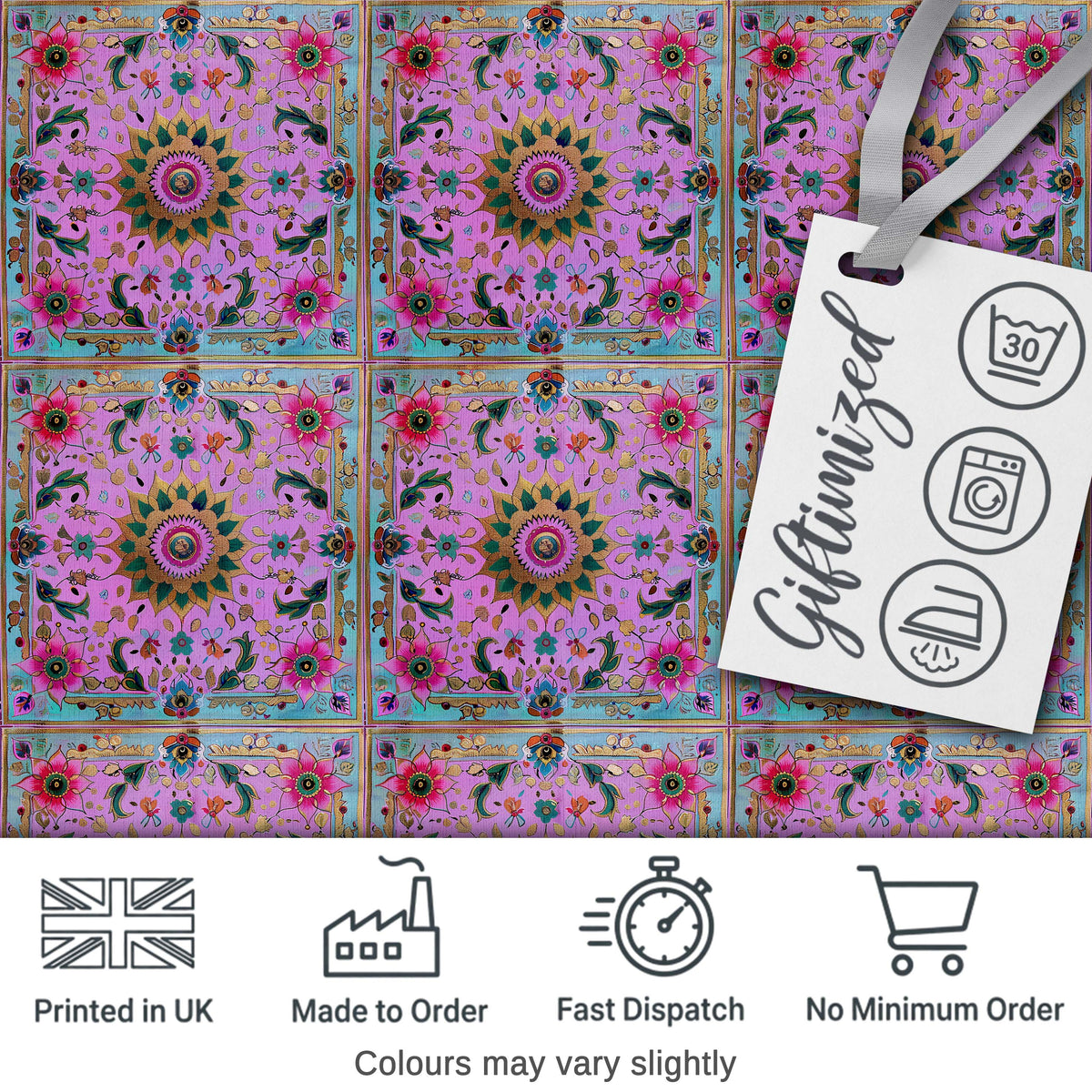 Soft Pink Teal Tree of Life Floral Pattern Elegant Botanical Lovely  Digital Print Material by the Metre UK Sewing Quilting Textile