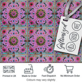 Soft Pink Teal Tree of Life Floral Pattern Elegant Botanical Lovely  Digital Print Material by the Metre UK Sewing Quilting Textile