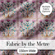 Teal Pink Vintage Floral Frame Pattern Distressed Ornamental Lovely  Digital Print Material by the Metre UK Sewing Quilting Textile