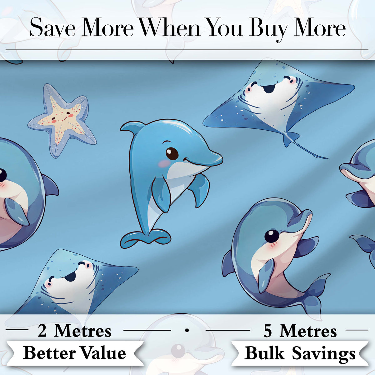 Cute Dolphin Stingray Starfish Cartoon Sea Life Pattern Beige Lovely  Digital Print Material by the Metre UK Sewing Quilting Textile