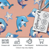Cute Dolphin Stingray Starfish Cartoon Sea Life Pattern Navy Lovely  Digital Print Material by the Metre UK Sewing Quilting Textile
