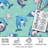 Cute Dolphin Stingray Starfish Cartoon Sea Life Pattern Pink Lovely  Digital Print Material by the Metre UK Sewing Quilting Textile