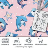 Cute Dolphin Stingray Starfish Ocean Sea Life Blue Purple Background  Digital Print Material by the Metre UK Sewing Quilting Textile