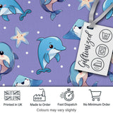Cute Dolphin Stingray Starfish Ocean Sea Life Soft Aqua Background  Digital Print Material by the Metre UK Sewing Quilting Textile