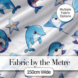 Cute Dolphin Stingray Starfish Ocean Sea Life Warm Beige Background  Digital Print Material by the Metre UK Sewing Quilting Textile