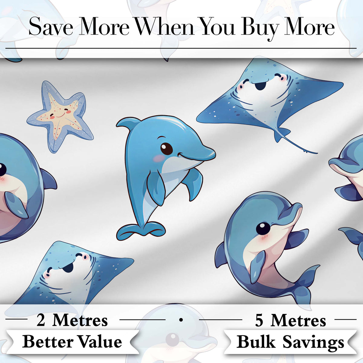 Cute Dolphin Stingray Starfish Ocean Sea Life Warm Beige Background  Digital Print Material by the Metre UK Sewing Quilting Textile