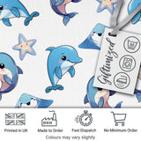 Cute Dolphin Stingray Starfish Ocean Sea Life Warm Beige Background  Digital Print Material by the Metre UK Sewing Quilting Textile