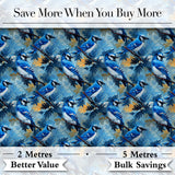 Teal Yellow Songbird Forest Leaves Seamless Dark Botanical Nature  Digital Print Material by the Metre UK Sewing Quilting Textile