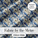 Blue Jay Bird Floral Garden Detailed Botanical Illustration Design  Digital Print Material by the Metre UK Sewing Quilting Textile