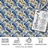 Blue Jay Bird Floral Garden Detailed Botanical Illustration Design  Digital Print Material by the Metre UK Sewing Quilting Textile