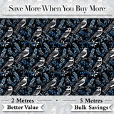 Blue Jay Bird Neutral Botanical Leaf Classic Nature Textile Design  Digital Print Material by the Metre UK Sewing Quilting Textile