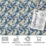 Blue Jay Bird Delicate Floral Seamless Soft Blue Botanical Nature  Digital Print Material by the Metre UK Sewing Quilting Textile