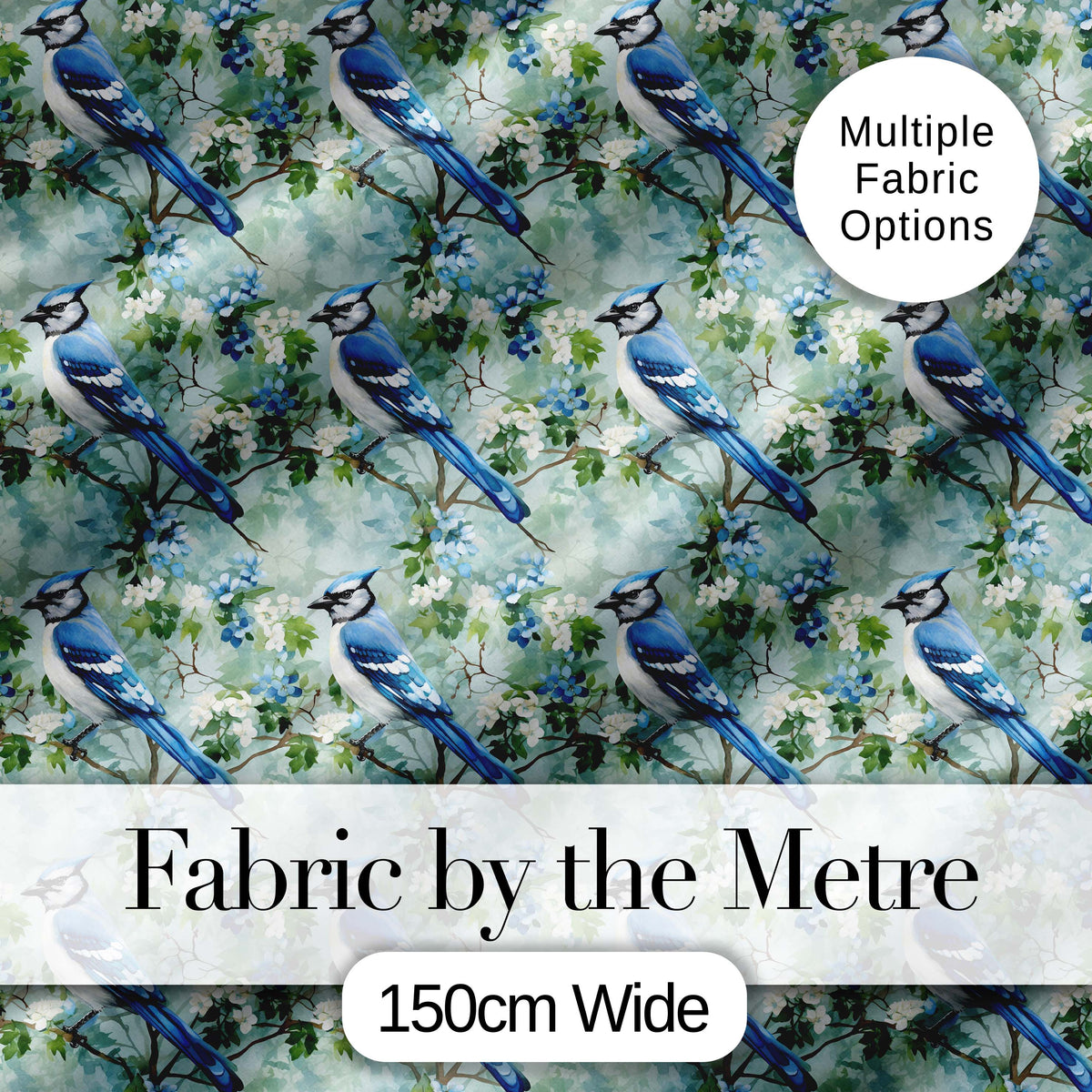 Teal Yellow Bird Botanical Branch Seamless Pattern Vintage Nature  Digital Print Material by the Metre UK Sewing Quilting Textile
