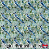 Teal Yellow Bird Botanical Branch Seamless Pattern Vintage Nature  Digital Print Material by the Metre UK Sewing Quilting Textile