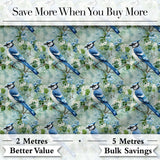 Teal Yellow Bird Botanical Branch Seamless Pattern Vintage Nature  Digital Print Material by the Metre UK Sewing Quilting Textile