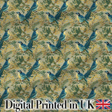 Blue Jay Bird Berry Branch Seamless Pattern Winter Botanical Nature  Digital Print Material by the Metre UK Sewing Quilting Textile