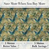 Blue Jay Bird Berry Branch Seamless Pattern Winter Botanical Nature  Digital Print Material by the Metre UK Sewing Quilting Textile