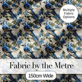 Blue Jay Bird Minimal Branch Blossom Seamless Soft Grey Botanical  Digital Print Material by the Metre UK Sewing Quilting Textile