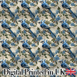 Blue Jay Bird Minimal Branch Blossom Seamless Soft Grey Botanical  Digital Print Material by the Metre UK Sewing Quilting Textile