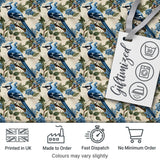 Blue Jay Bird Minimal Branch Blossom Seamless Soft Grey Botanical  Digital Print Material by the Metre UK Sewing Quilting Textile