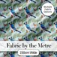 Blue Jay Bird Floral Vine Seamless Pattern Elegant Botanical Textile  Digital Print Material by the Metre UK Sewing Quilting Textile