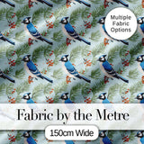 Blue Jay Bird Floral Vine Seamless Pattern Elegant Botanical Textile  Digital Print Material by the Metre UK Sewing Quilting Textile
