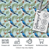 Blue Jay Bird Floral Vine Seamless Pattern Elegant Botanical Textile  Digital Print Material by the Metre UK Sewing Quilting Textile