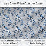 Blue Jay Bird Dark Botanical Leaves Berry Seamless Pattern Lovely  Digital Print Material by the Metre UK Sewing Quilting Textile