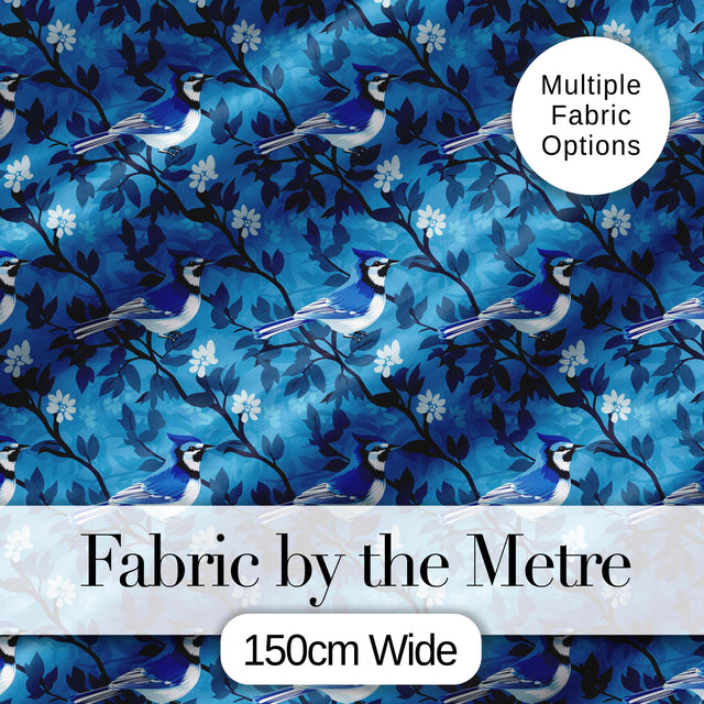 Teal Bird Gold Branch White Berry Elegant Seamless Pattern Lovely  Digital Print Material by the Metre UK Sewing Quilting Textile