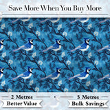 Teal Bird Gold Branch White Berry Elegant Seamless Pattern Lovely  Digital Print Material by the Metre UK Sewing Quilting Textile