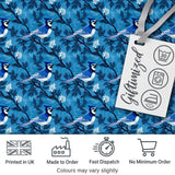 Teal Bird Gold Branch White Berry Elegant Seamless Pattern Lovely  Digital Print Material by the Metre UK Sewing Quilting Textile