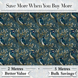 Peacock Feather Iridescent Blue Watercolor Seamless Pattern Lovely  Digital Print Material by the Metre UK Sewing Quilting Textile