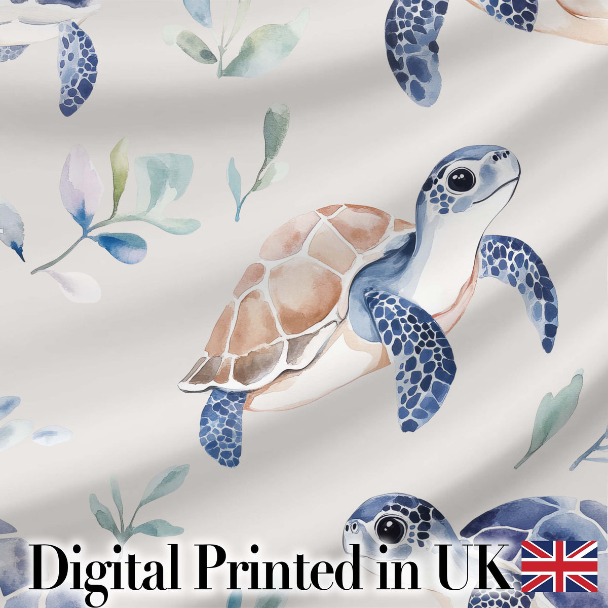 Blue and Yellow Floral Watercolor Garden Seamless Pattern Lovely  Digital Print Material by the Metre UK Sewing Quilting Textile