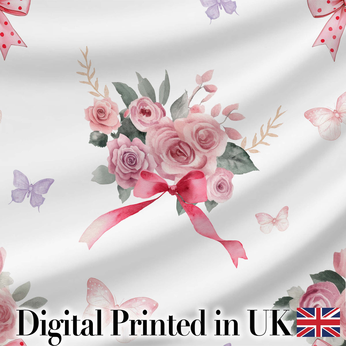 Christmas Santa Reindeer Snowflake Bow Festive Seamless Pattern  Digital Print Material by the Metre UK Sewing Quilting Textile